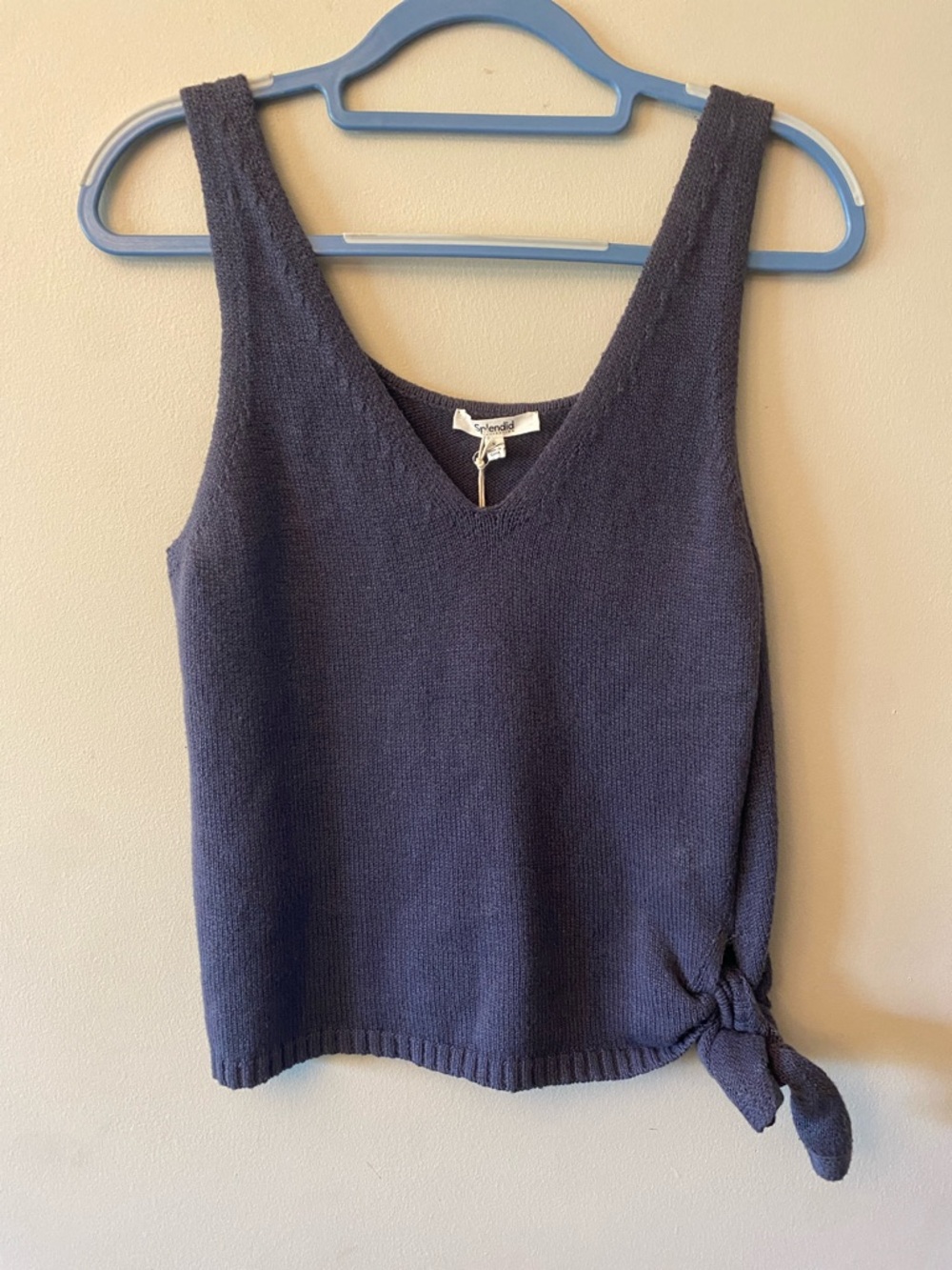 Splendid Navy Knit V-Neck Tank with Side Knot 🆕